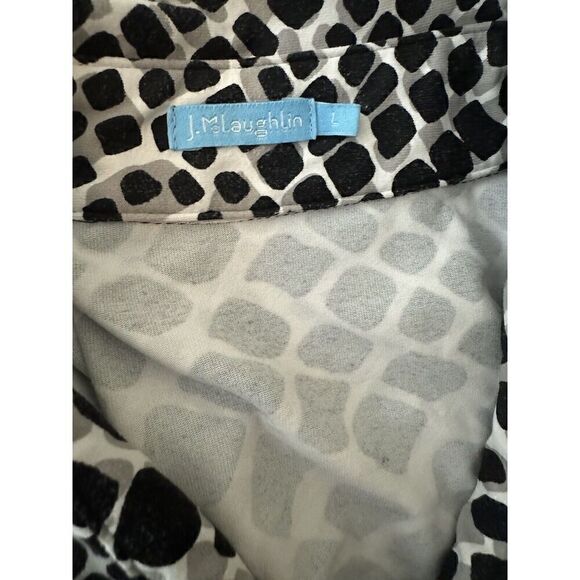 J McLaughlin Animal Print Button Up Shirt Dress Midi Stretch Pocket Women’s Sz L - Picture 4 of 5